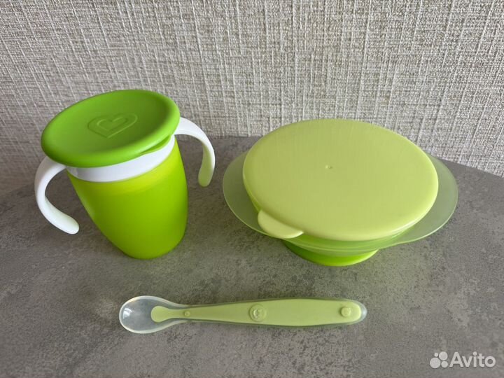 Поильник непроливайка munchkin, тарелочка, ложечка