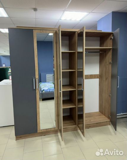 Шкаф 2 метра (крафт -графит) Мартина