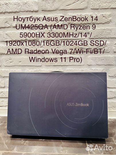 Asus Zenbook, UM425QA, 14/ryzen9/16/1TB