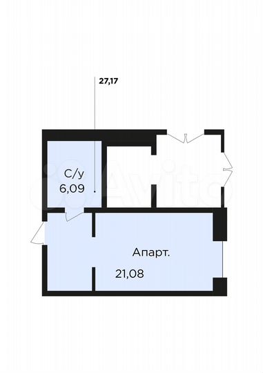 Апартаменты-студия, 27,2 м², 6/6 эт.