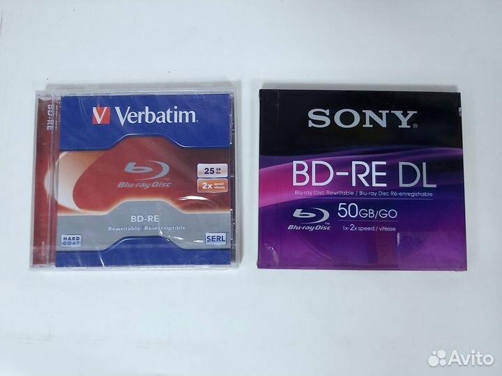 Диски новые Blu-ray BD-RE 25 Gb, 50 Gb, Verbatim