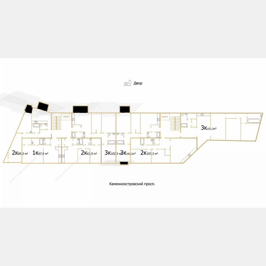 3-к. квартира, 155,4 м², 4/8 эт.
