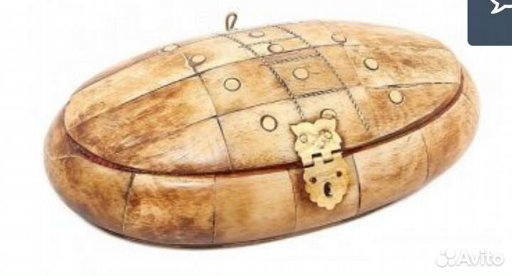 Шкатулка из кости буйвола и латуни Индия