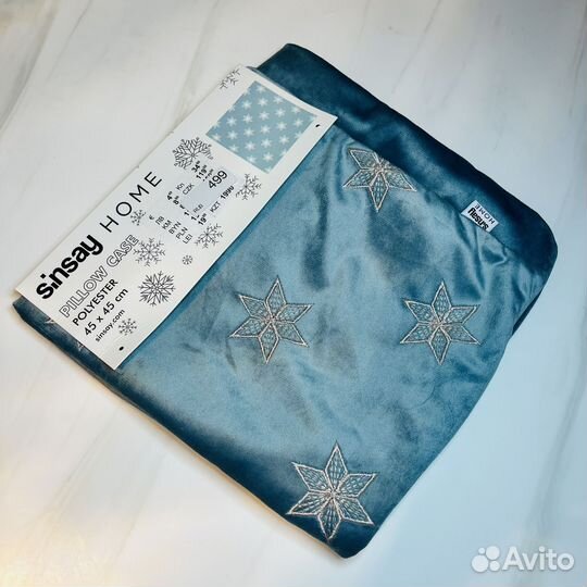 Голубые чехлы на подушки син 2 шт