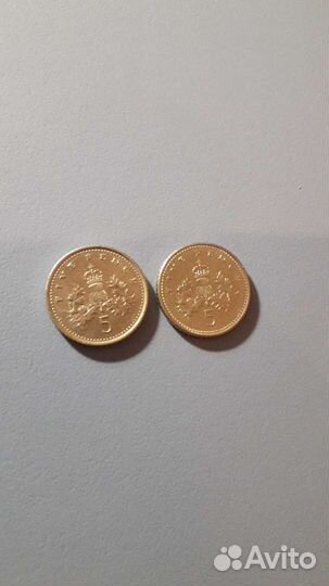 5 pence 1990 и 1992