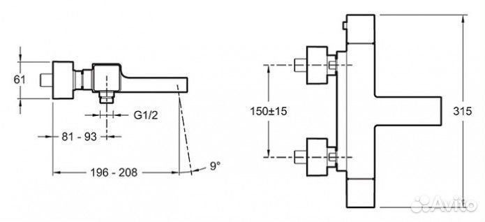 Смеситель для ванны Jacob Delafon Strayt E9127-CP