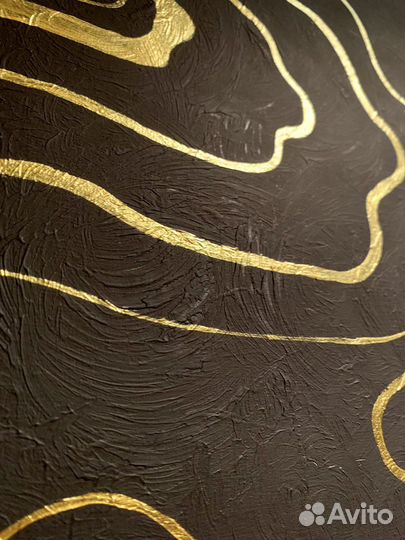 Интерьерная картина черная с золотом