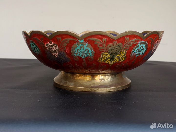 Ваза латунная ручная работа Индия диаметр 17,3 см