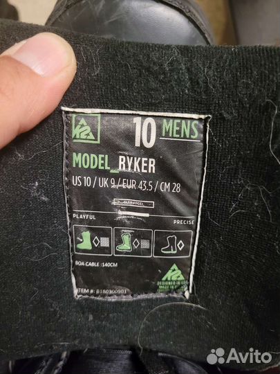 Ботинки для сноуборда K2 ryker 10 US/9 UK/43.5 EUR