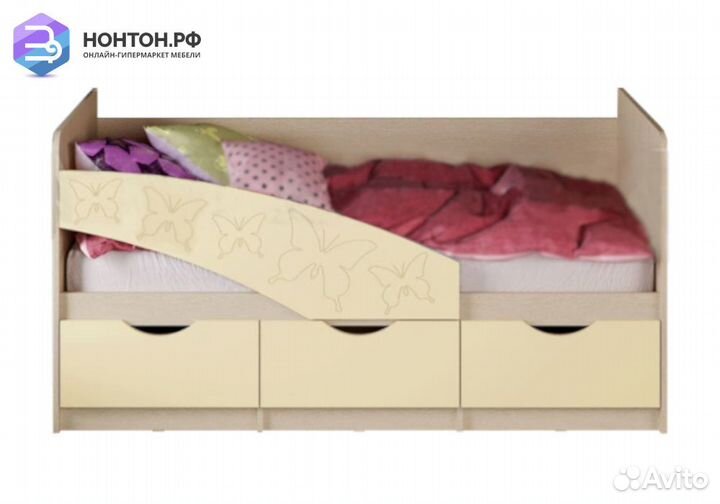 Кровать Бабочки бежевая