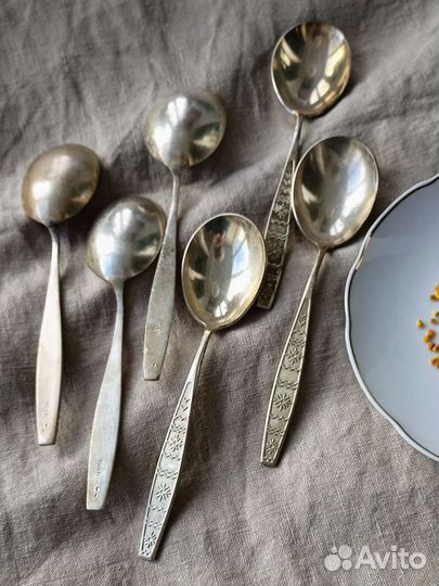 Ложки мельхиор, серебрение, чай, десерт, винтаж