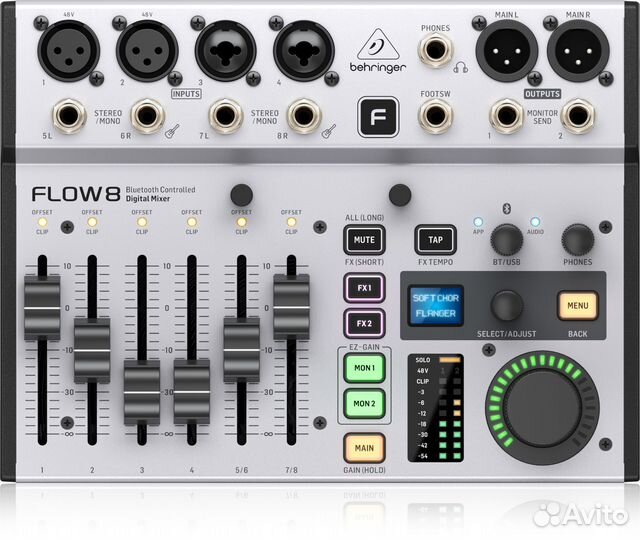 Behringer flow 8 цифровой микшерный пульт, 4 TRS