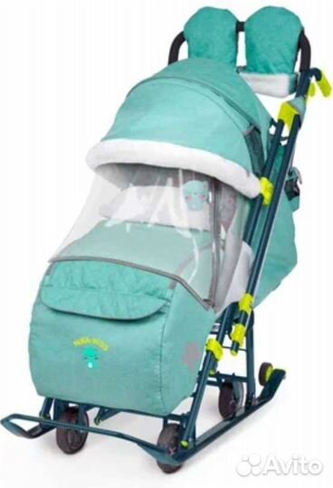 Санки коляска Nika бирюзовые