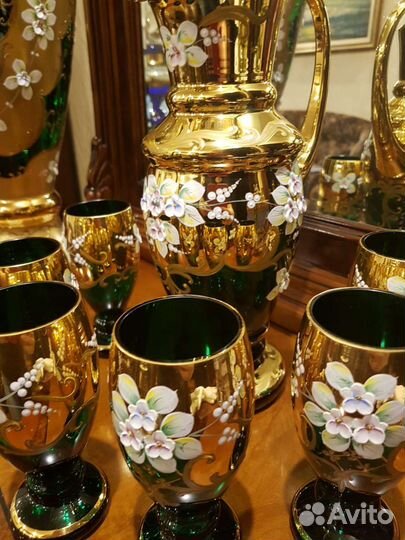 Графин со стаканами Богемия Смальта Лепка Новый