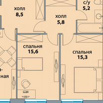 3-к. квартира, 71 м², 2/41 эт.