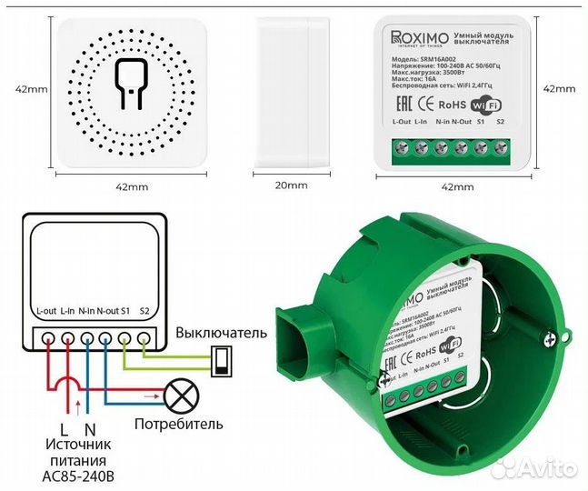 Умное реле Tuya Smart, Zigbee 3.0 Wi-Fi