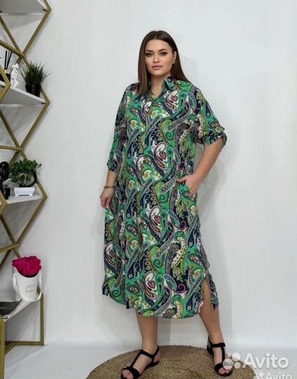 Платье рубашка большого размера 56/58/60/62/64/66