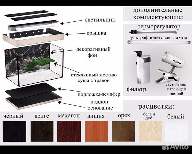 Террариум 300л для водной черепахи. Гарантия 5 лет