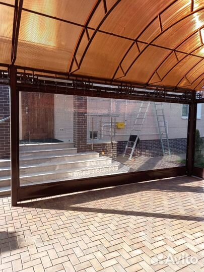 Мягкие окна безрамное остекление навесы, гаражи