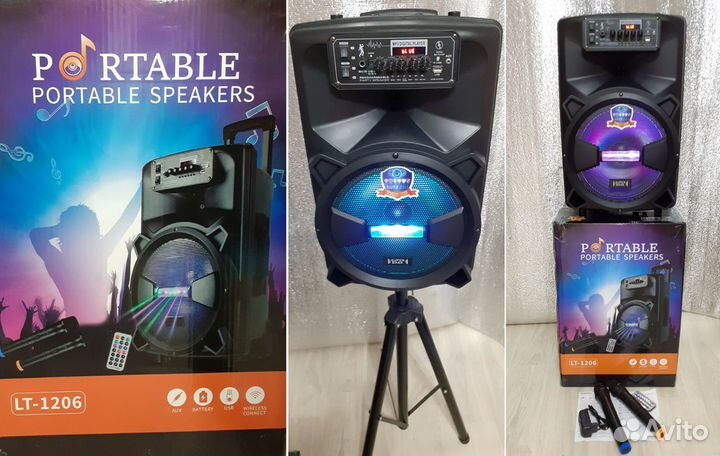Большая колонка LT 60w 2 беспроводных микрофона