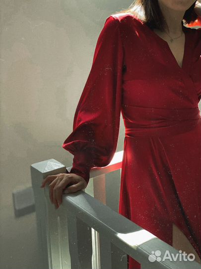 Вечернее бордовое шелковое Платье