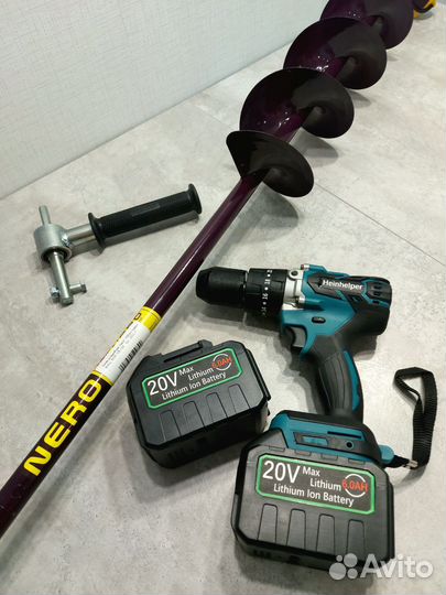 Ледобур Шуруповёрт 120Nm + Шнек Неро 150R, Адаптер