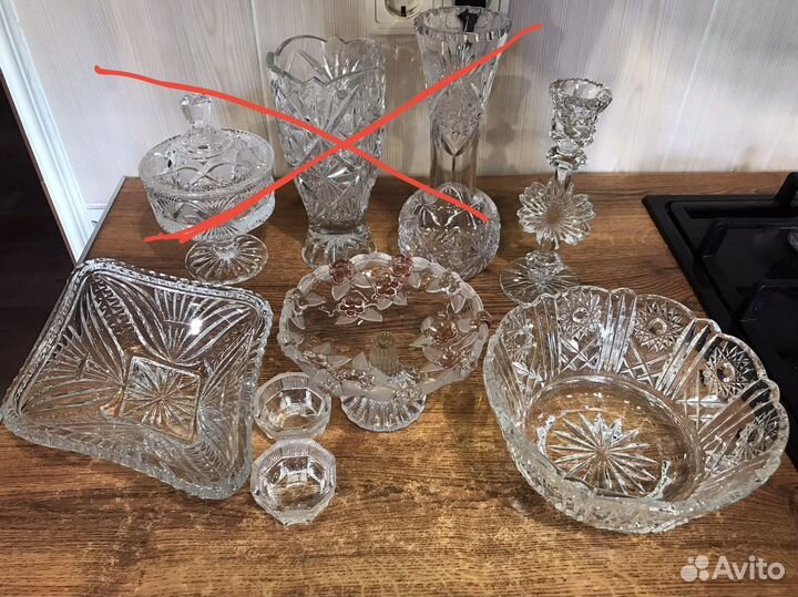 Вазы ладьи хрусталь СССР