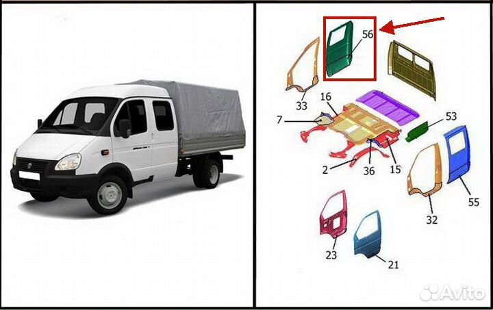 Ремонтные детали боковины Газели