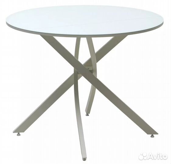 Стол дарио D100 Белый, стекло/ Белый каркас