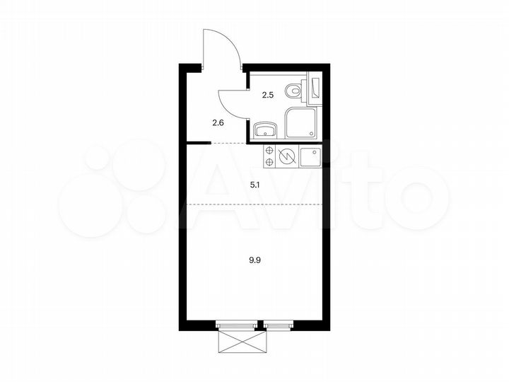 Квартира-студия, 20,1 м², 6/14 эт.