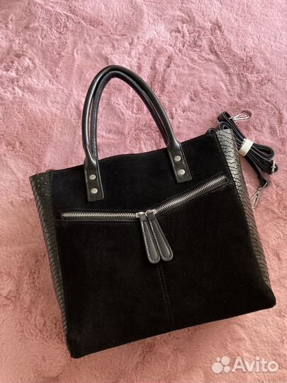 Сумка женская из натуральной замши и кожи