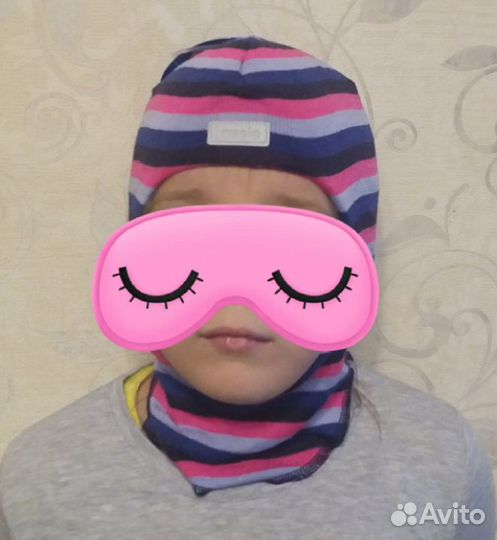 Шлем зимний lassie шерсть хлопок серый синий