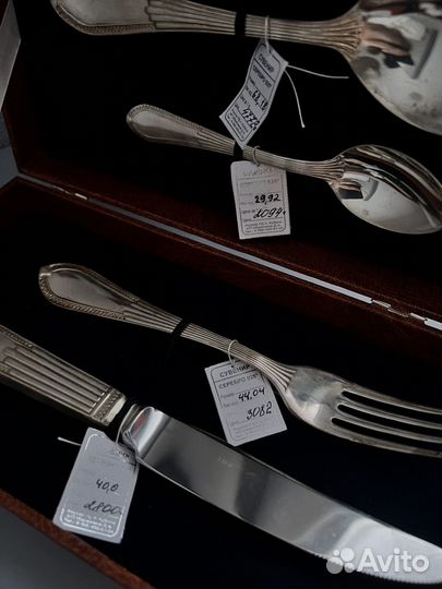 Набор серебряных столовых приборов новый