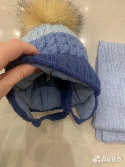 Очень теплая шапка с помпоном размер 48-50