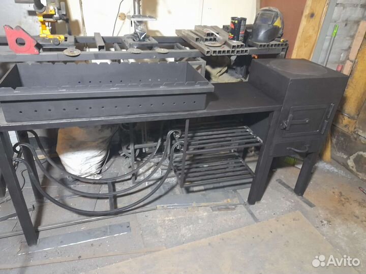 Мангал с печью под казан