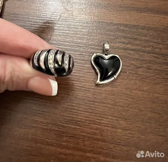 Кольцо и подвеска серебро