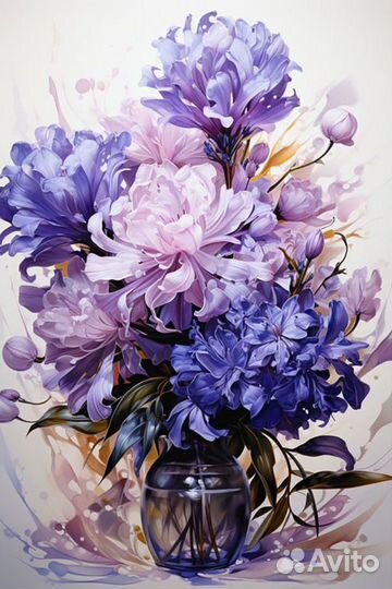 Объемная картина маслом Цветы детальная проработка