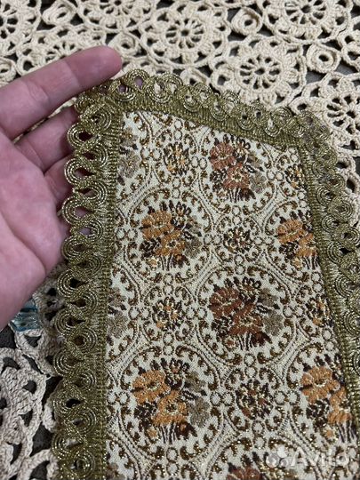 Винтажная салфетка, гобелен/металлизированная