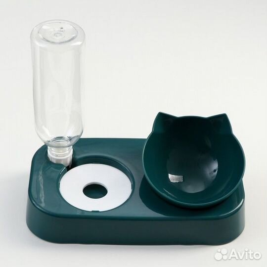 Миска двойная с автопоилкой (съемная бутылка)