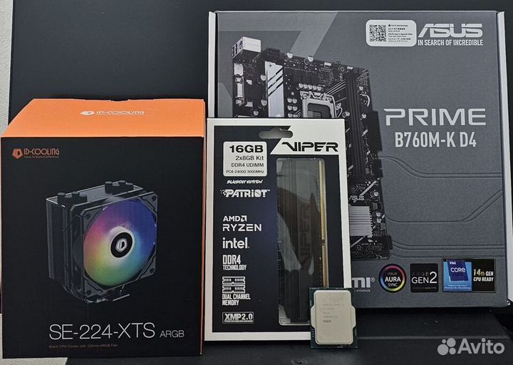 Комплект H610M+i3 12100f+16gb ddr4+кулер