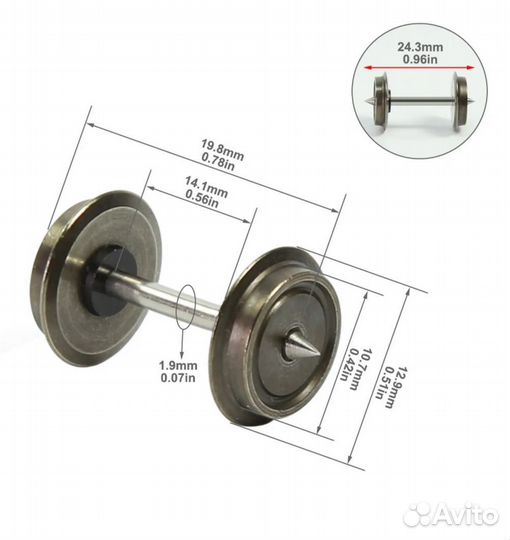 Колесные пары масштаб h0 1/87