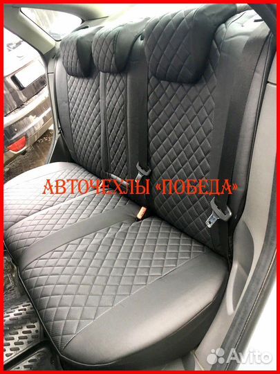 Чехлы Ford Focus 2 из экокожи чёрные Ромб