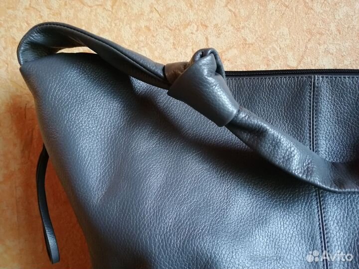 Сумка натуральная кожа, цвет серый