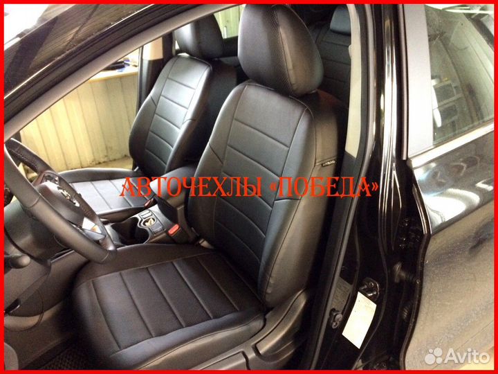 Чехлы Nissan Qashqai 2 из экокожи чёрные Классика