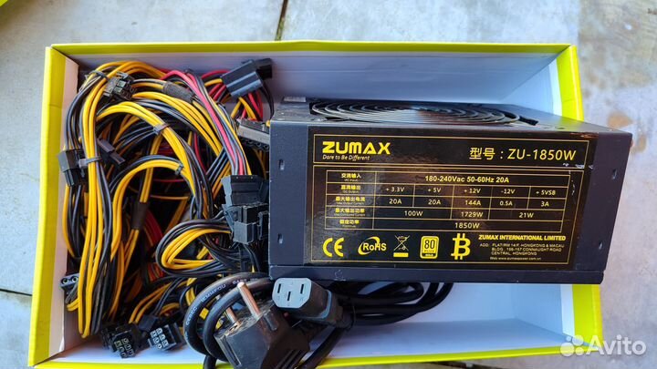 Блоки питания Zumax, HP850W, Corsair, ACD CSH1000V