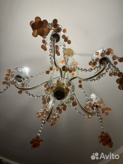 Люстры хрустальные бу чехия,пятирожковая