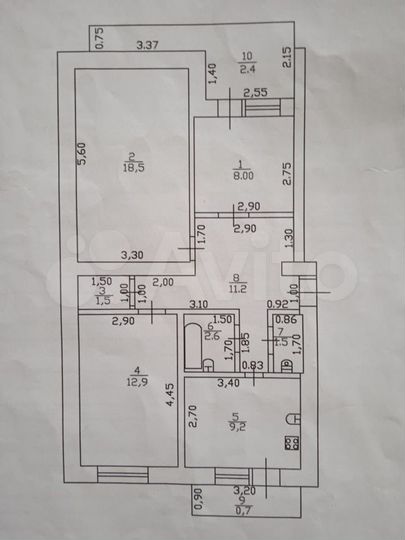 3-к. квартира, 68,5 м², 1/5 эт.