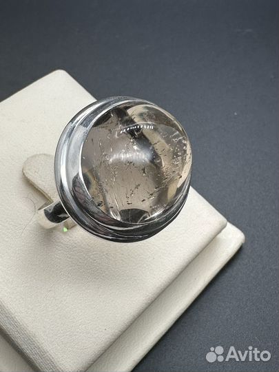 Коктейльное кольцо с раухопазом(дымчатым кварцем)