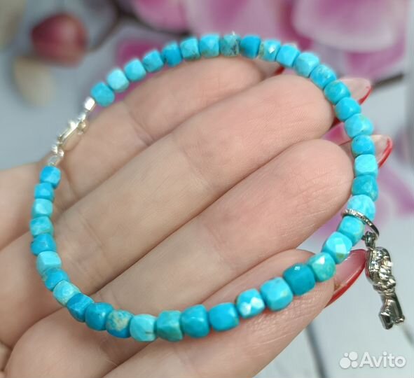 Браслет из натуральной природной бирюзы 