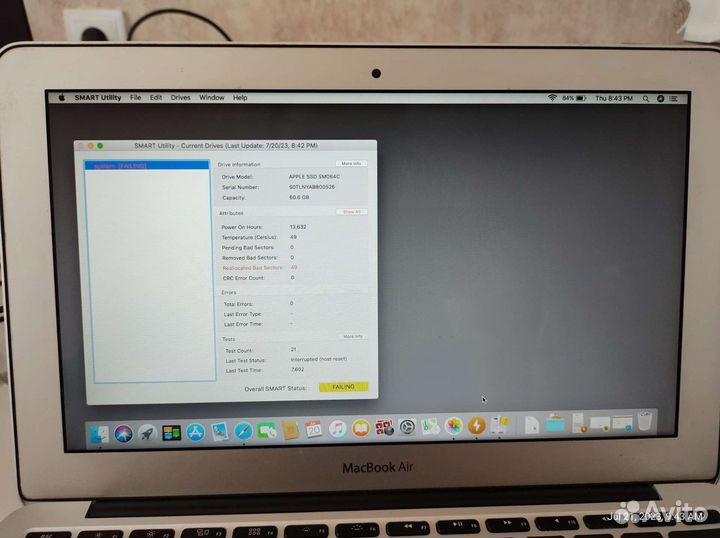 Диск SSD от MacBook air A1370 64Gb